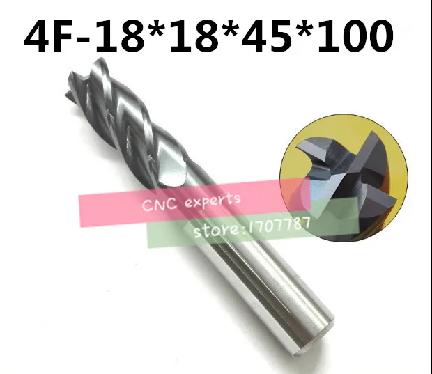 

4f-18*18*45*100,hrc50,material Carbide Square Flatted End Mill four 4 flute 18mm coating nano use for High-speed milling machine