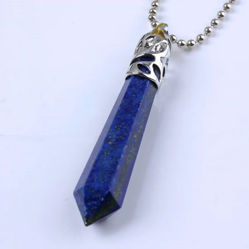 Lapis Lazuli 100-уникальный простой стиль 1 шт посеребренные аметисты шестиугольная Призма камень кулон в полоску Розовый Красный Агаты ювелирные изделия - Окраска металла: Lapis Lazuli