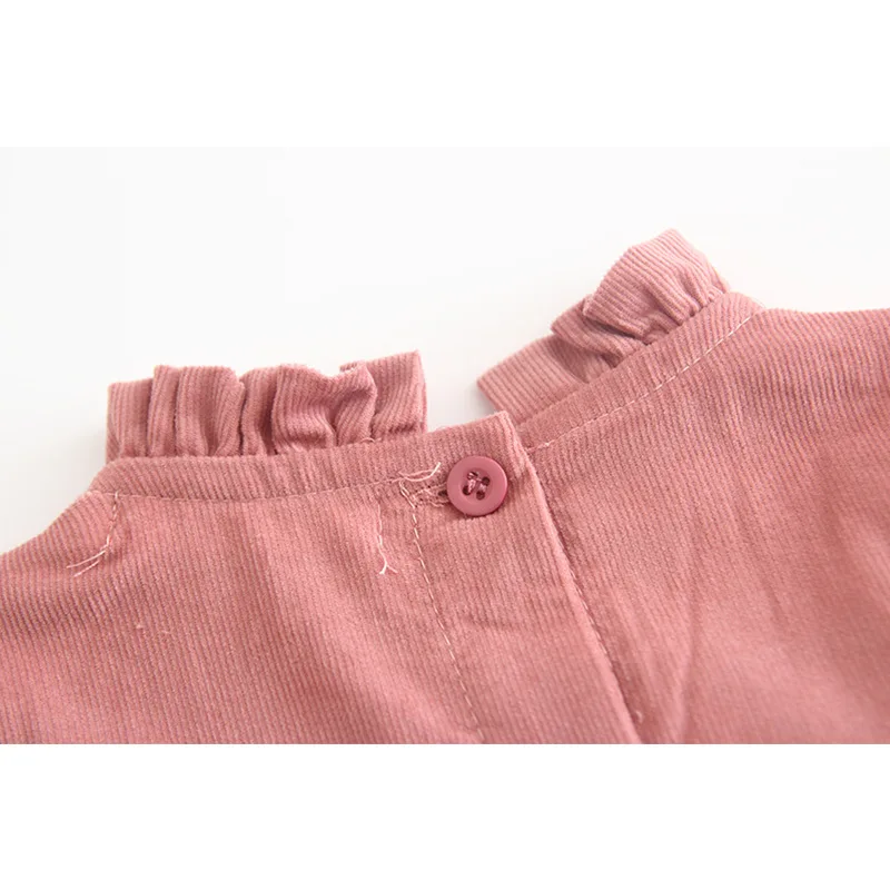 Cute Toddler Baby Girls Pink Corduroy Ruffles Dress Neckline Infant Fashion Spring Autumn Clothes | Детская одежда и обувь