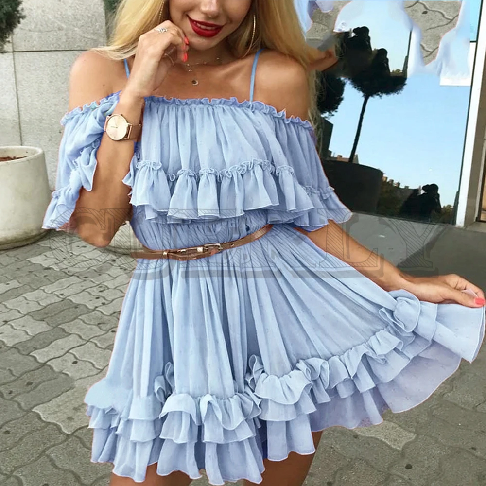 CUERLY 2019 элегантное женское платье с открытыми плечами рюшами на бретелях