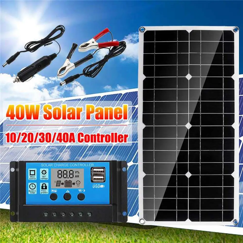 Beli Panel Tenaga Surya/Solar Panel Dual USB 40W 10A Panel Tenaga Surya/Solar Panel Untuk Mobil Yacht Pengisian Papan RV Lampu Pengisian Papan Baterai Charger