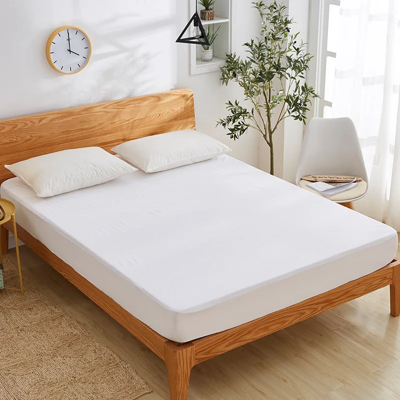 

Solid White waterproof Bed cover mattress cover USA CA Mattress Protector Cover bed linen fitted sheet bedspread twin bed queen
