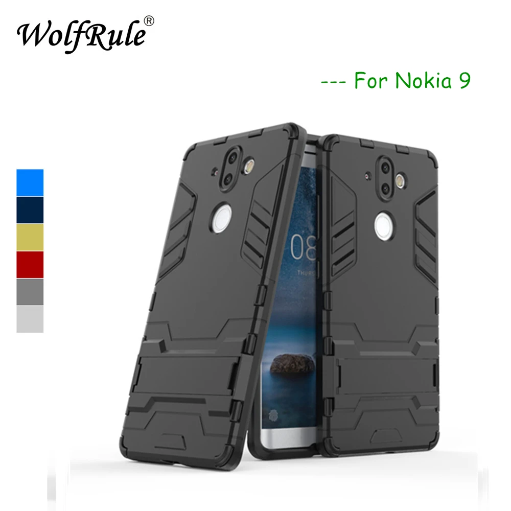 Чехол WolfRule для телефона Nokia 9 мягкий силиконовый + пластиковый чехол с подставкой