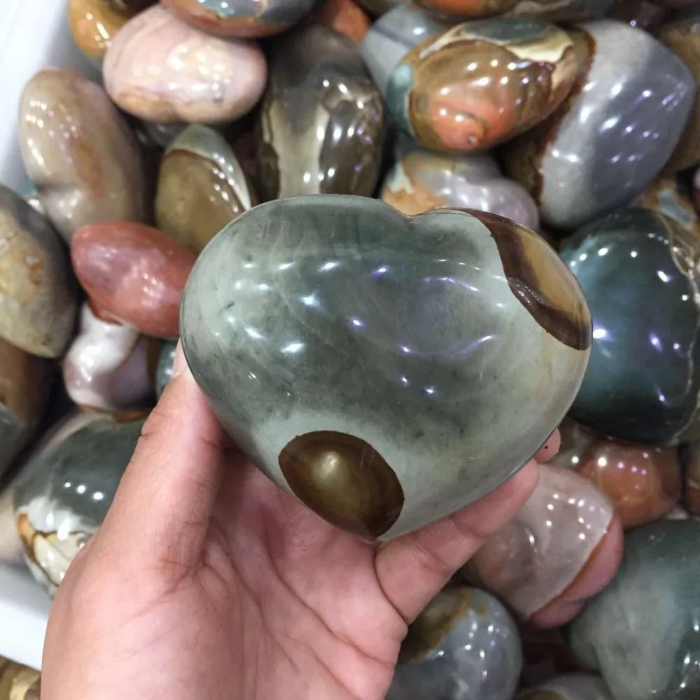 

about 70mm natural mineral ocean jasper Crystal gemstone heart meditation reiki healing heart-shape crystal Madagascar wholesale