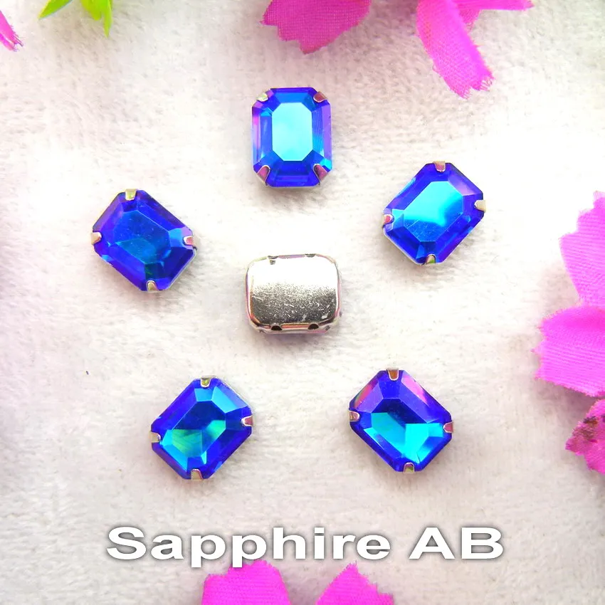 A9 Sapphire AB AB цвета серебряный коготь настройки 7 размеров прямоугольной формы стекло Кристалл пришить Стразы Бисер для одежды аксессуары отделка - Цвет: A9 Sapphire AB