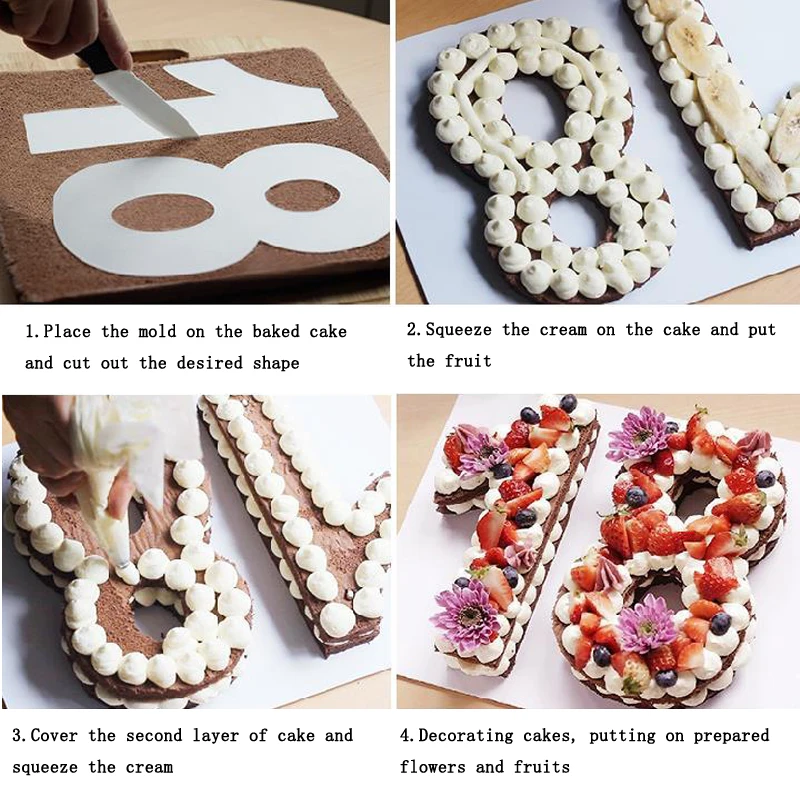 

Meibum PET Plastic 0-8 Numbers Cake Mold Birthday Anniversary Cream Mousse Mould 4/6/8/10/12/14/16inch Decorating Pastry Tools
