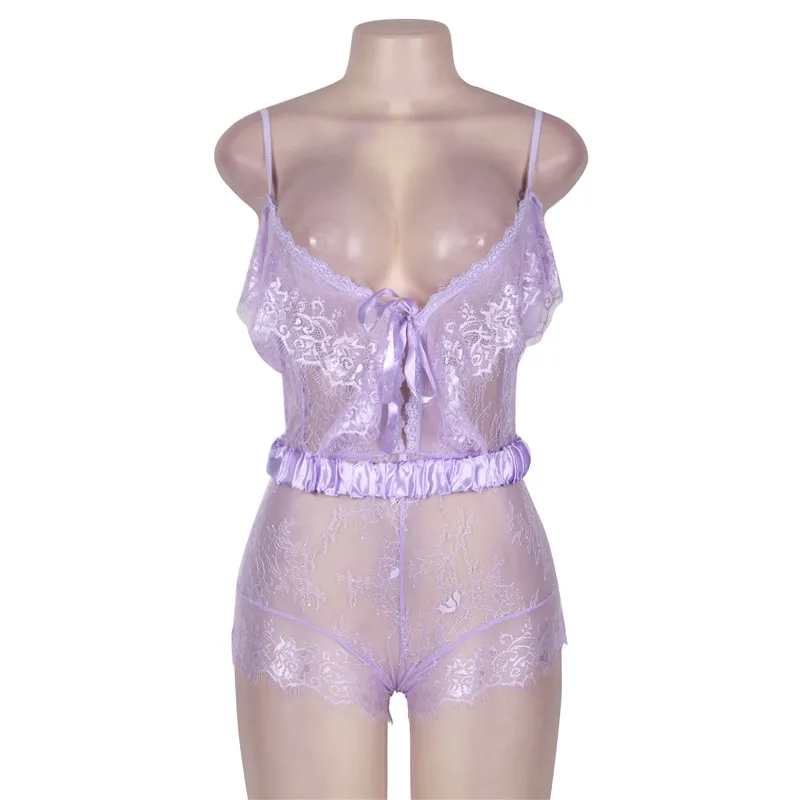 Да ладно, дорогой женские комбинезон шорты Eyelash Lace Romper романтические фантазии Ruffled Off плеча кружева спинки боди RJ80378