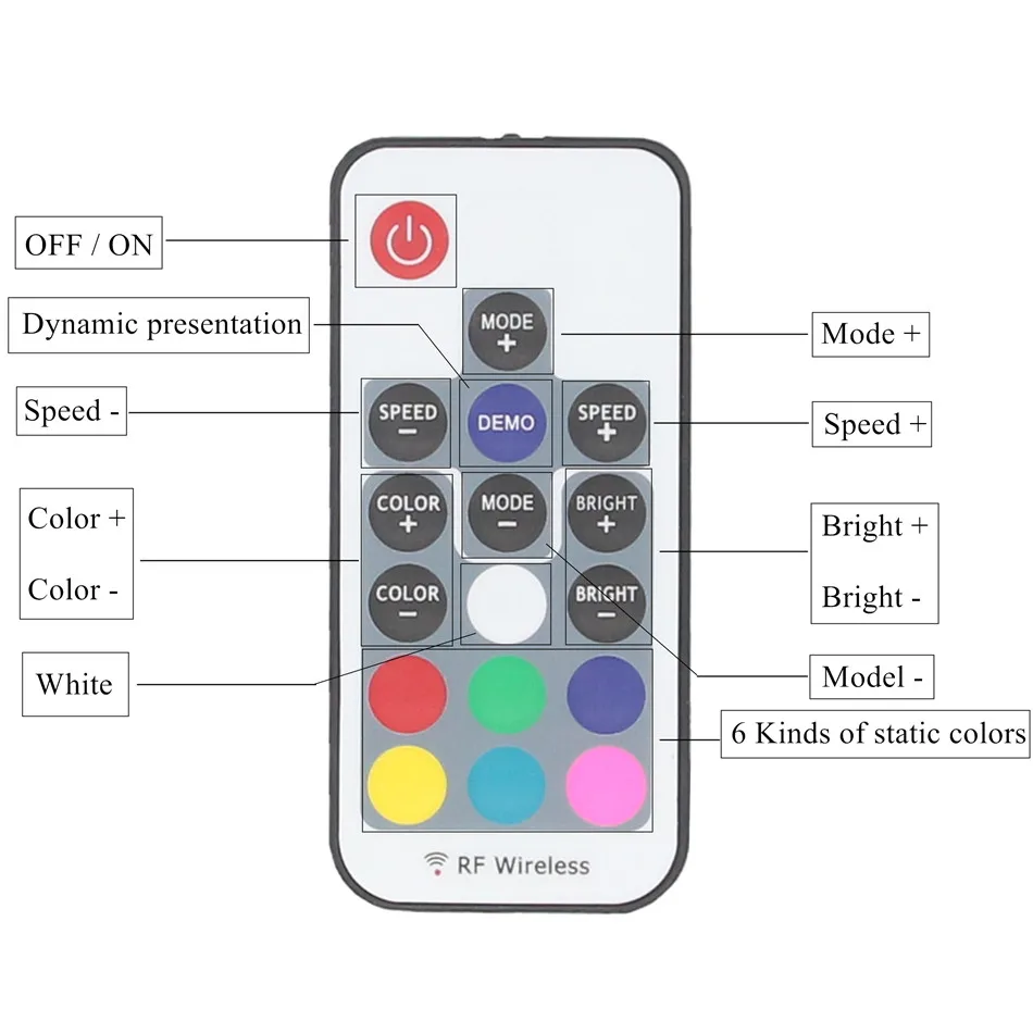 BEILAI DC 5 V 24 светодиодный RGB Управление мини 17Key RF Беспроводной дистанционного с 4Pin
