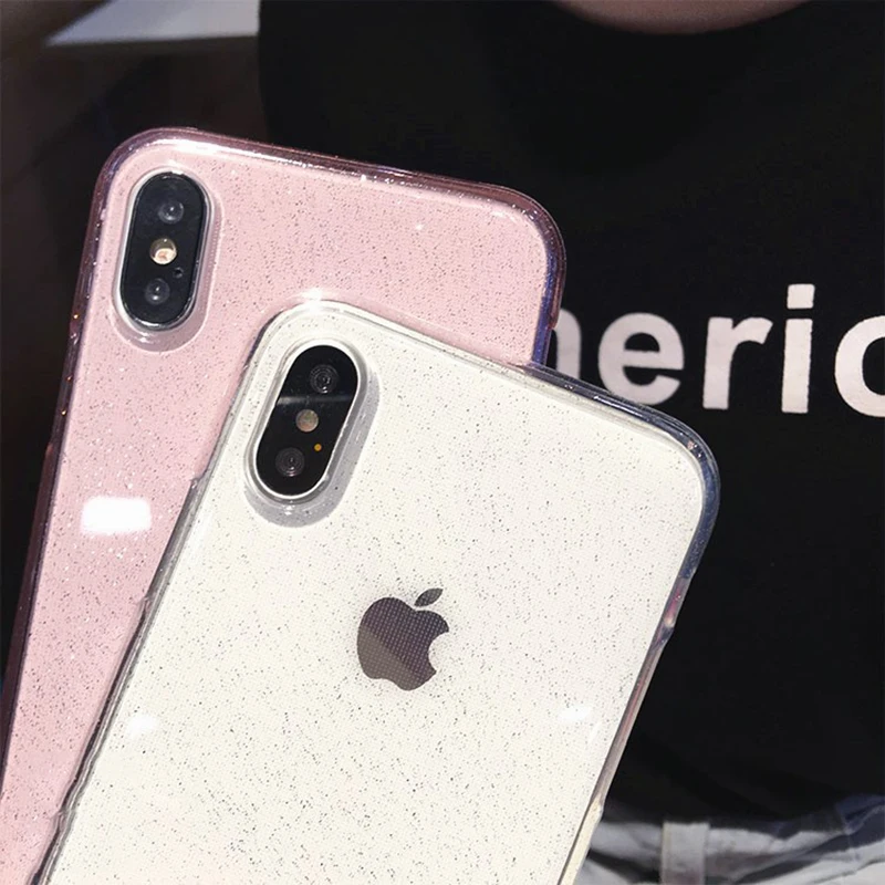 Модный Блестящий Прозрачный чехол из ТПУ для телефона iPhone X XS XR Max 6 6S Plus 7 8