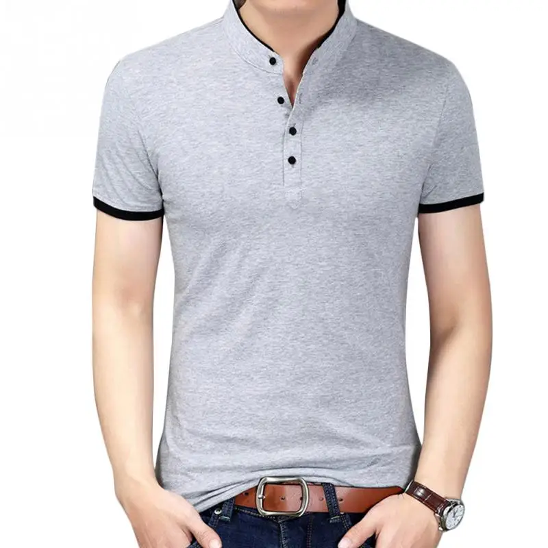 Летние Для мужчин модная футболка одноцветное Цвет Slim Fit короткий рукав Футболка