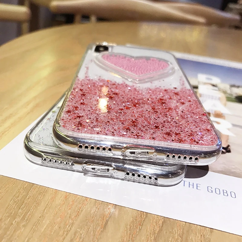 Чехол для телефона Tfshining с жидким сердцем и блестками iPhone 7 8 Plus 6 6S X XR XS Max Smile Face Clouds