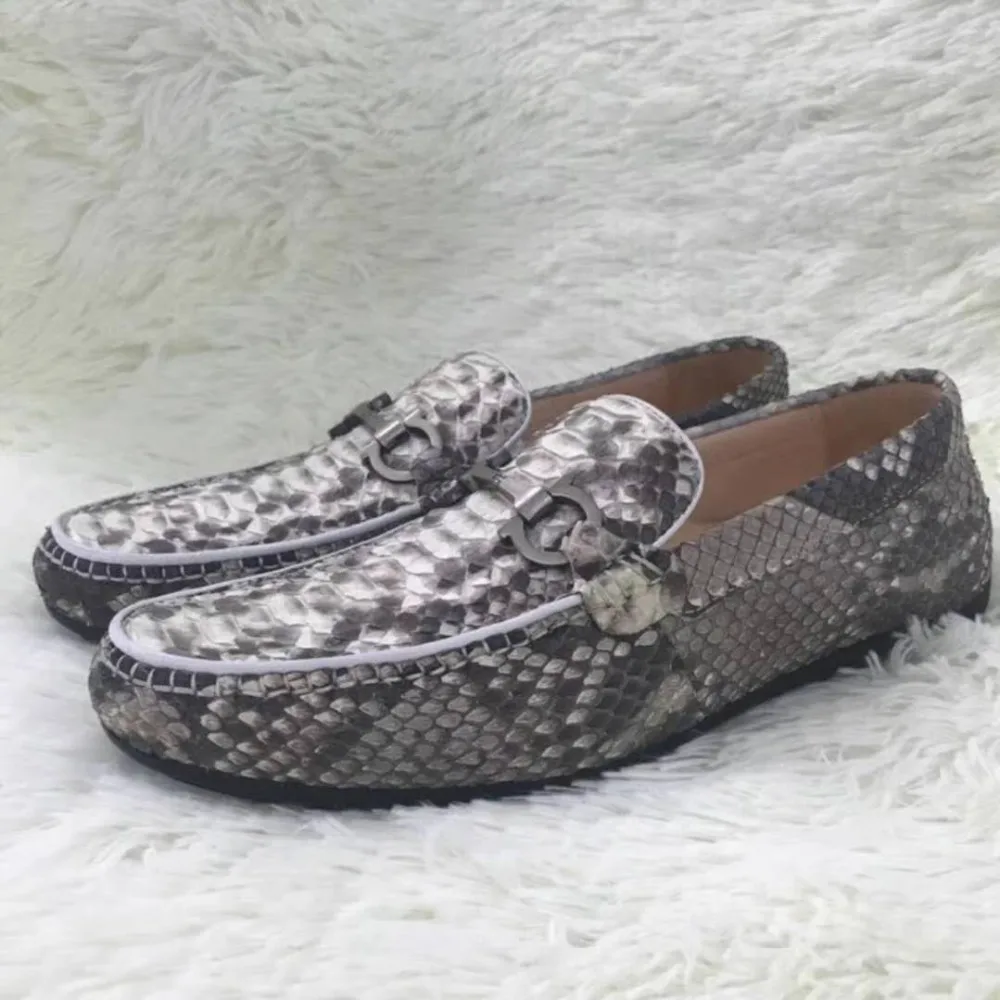 Мужские туфли из 100% натуральной кожи питона высококачественные повседневные