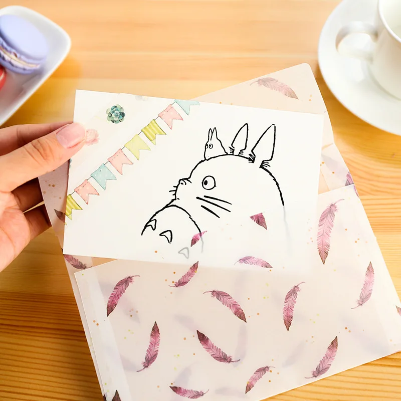 8 шт./лот симпатичный конверт с красочными перьями пергаментная бумага