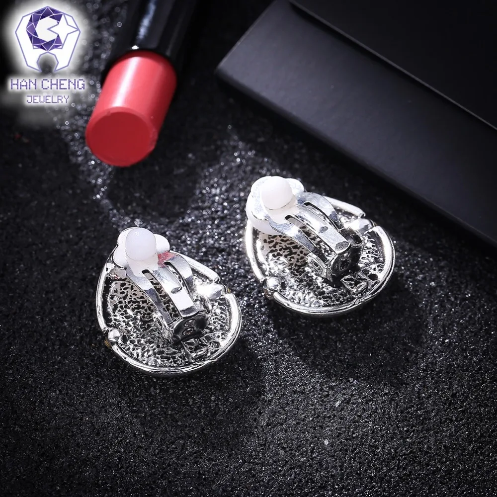 HanCheng новые модные циркониевые овальные огненные опаловые клипсы для ушей