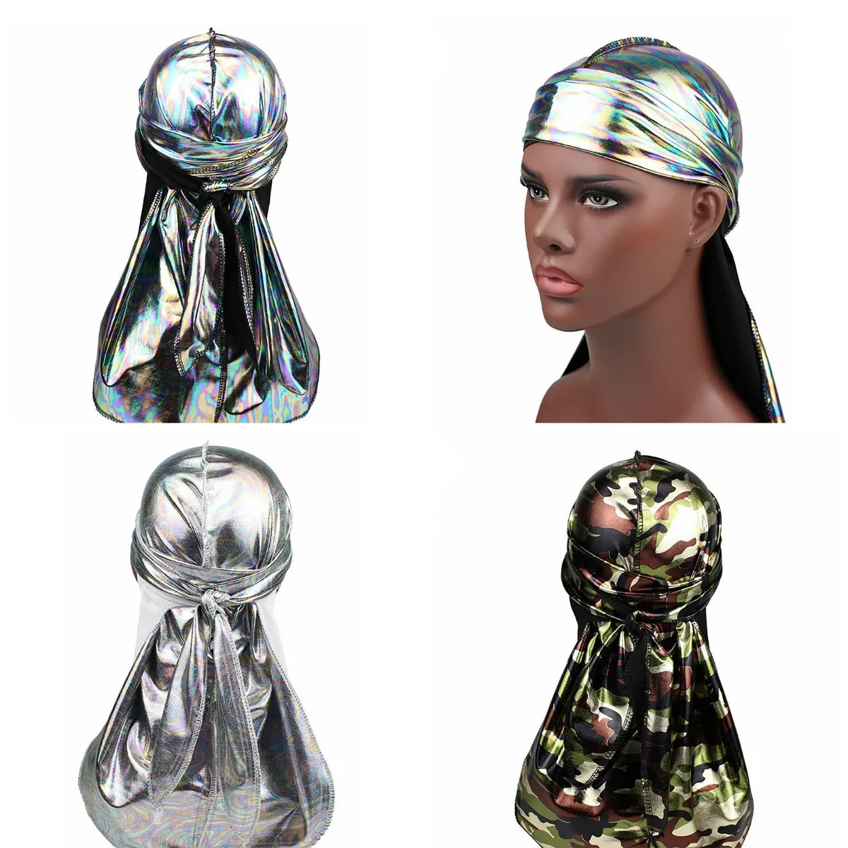 Шелковый Мужской Атласный парик Durags бандана пиратская шляпа бандо Женская