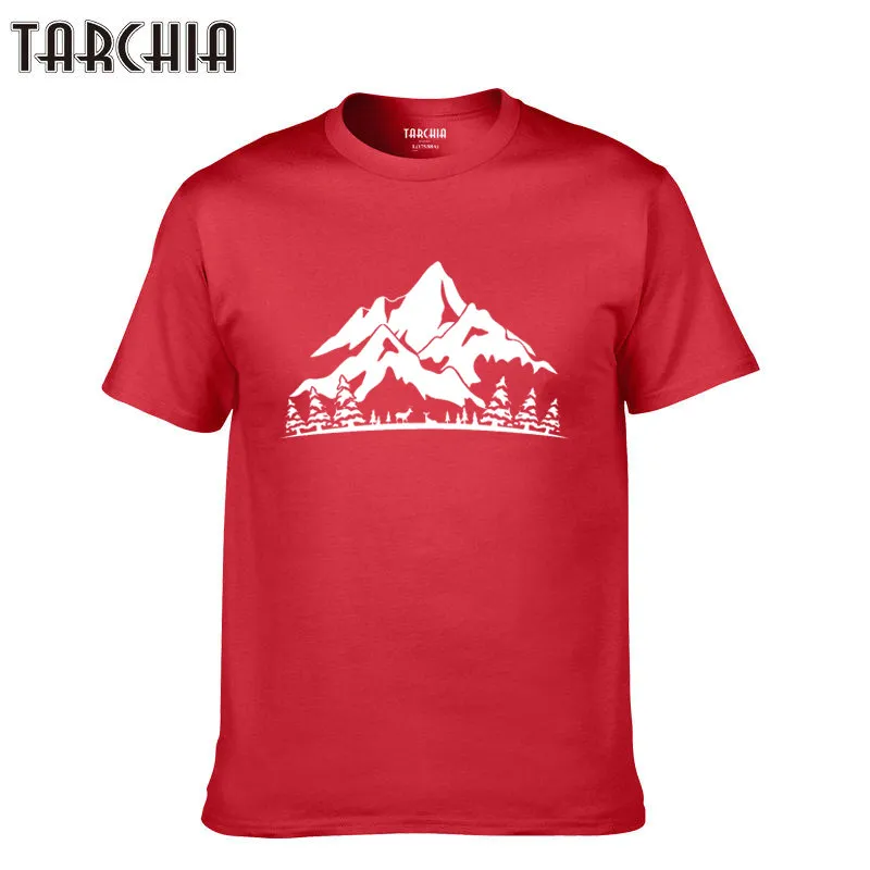 TARCHIA 2021 New Fashion Tee Shirts Man Clothes Boy Men T-Shirts Male Plus Size Short Sleeve Montain T Shirt Homme Summer | Мужская