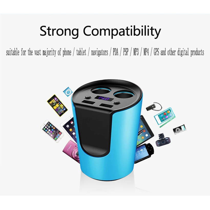 Многофункциональный Dual USB Автомобильное зарядное устройство DC 5 В/3.1A чашки разъем