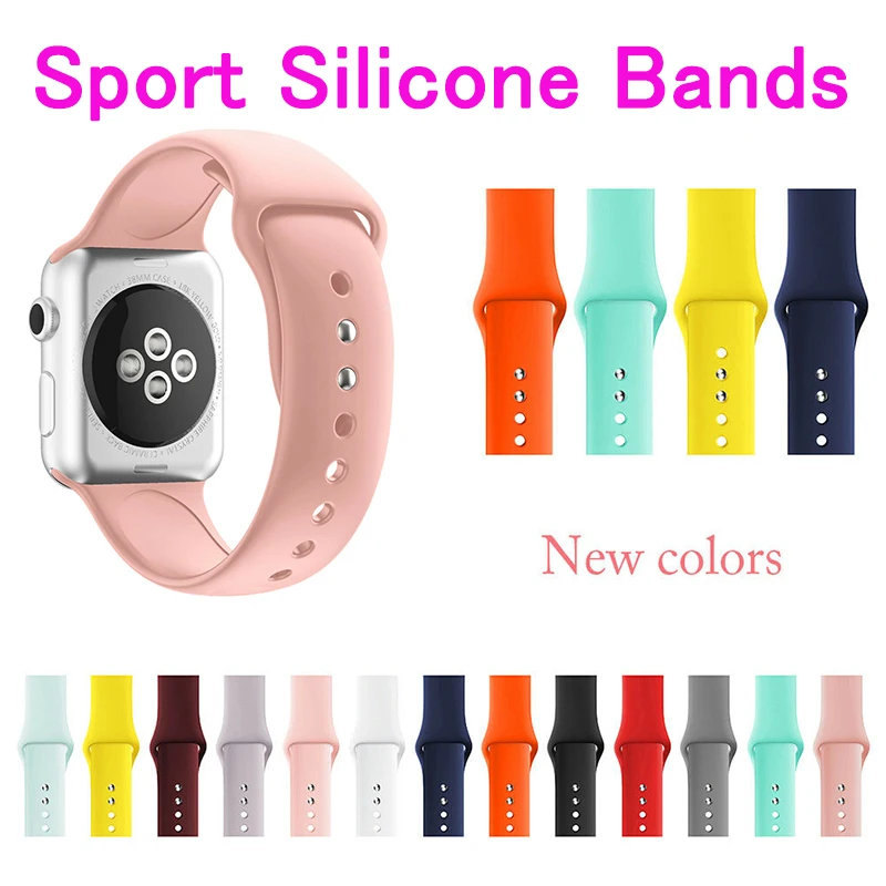 Подходит для Apple Watch Series 4/3/2/1 Smartwatch спортивный силиконовый ремешок Красочные Водонепроницаемый мягкий резиновый ремешок сменный Браслет