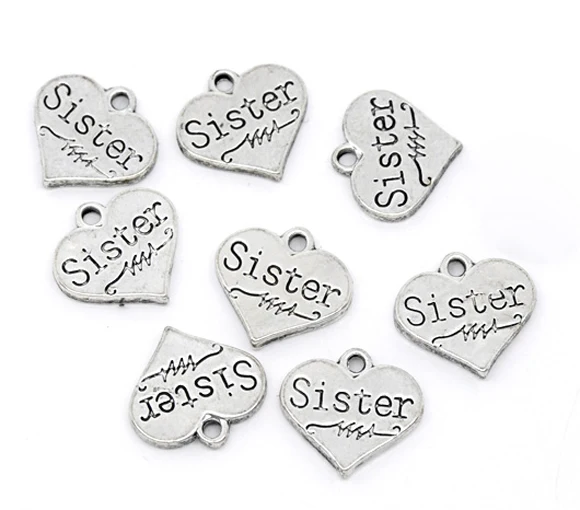 Подвески из цинкового металлического сплава в виде сердца Античные Серебристые