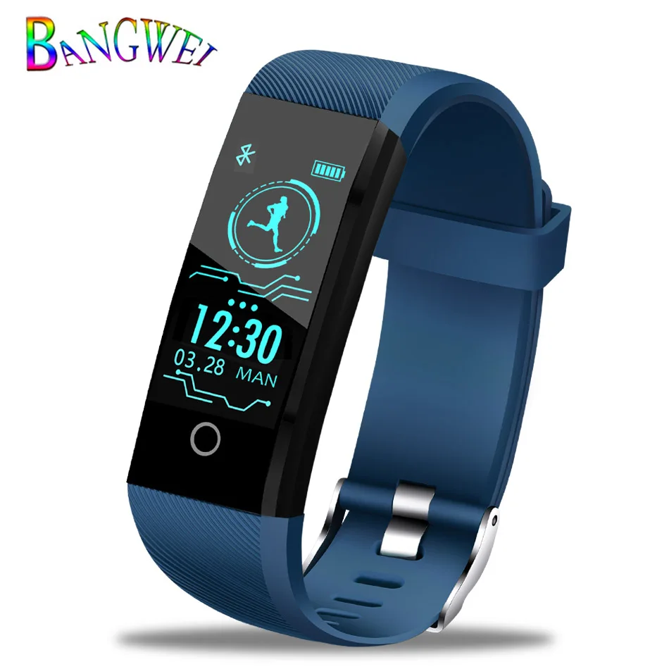 blue LIGE новые умные часы для мужчин, умный браслет, фитнес-трекер, пульсометр, монитор артериального давления, умные часы, спортивный умный Браслет - Цвет: blue