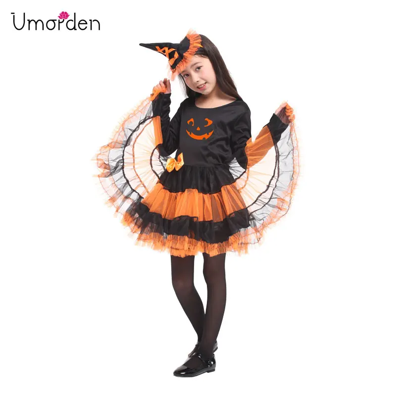 

Umorden Pretty Orange Halloween Witch Girl Costume Cosplay Party Carnival Fantasia Tutu Dress
