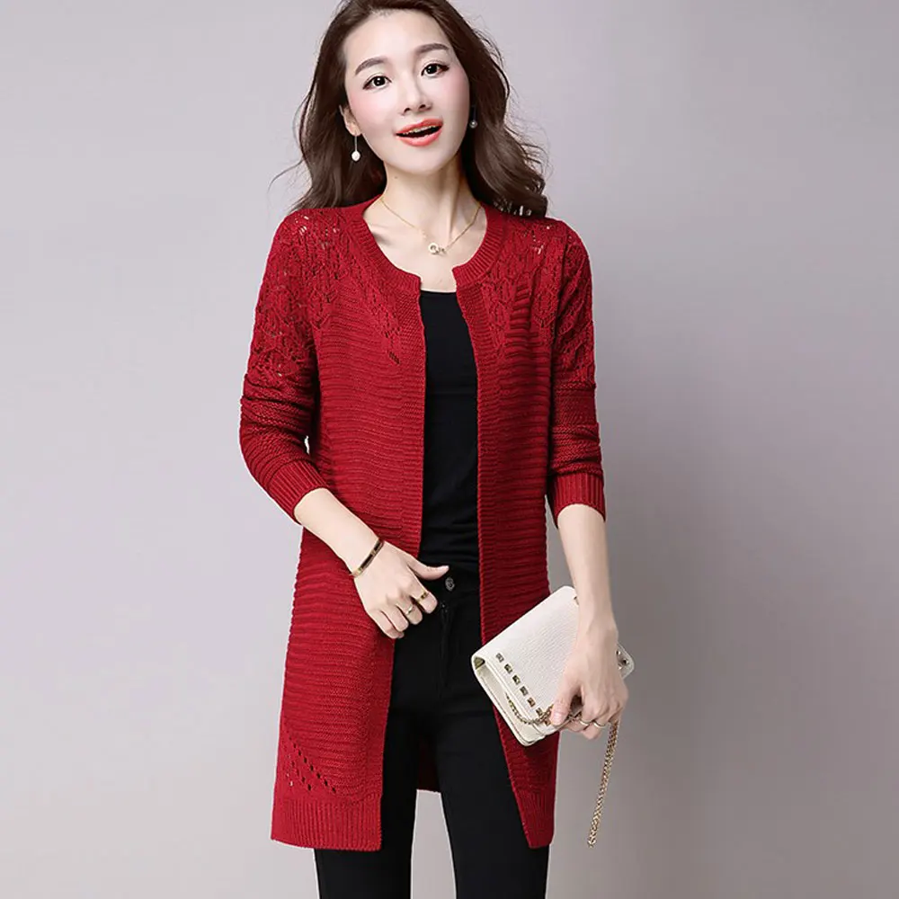 Женское повседневное кимоно вязаный крючком кардиган с длинным рукавом