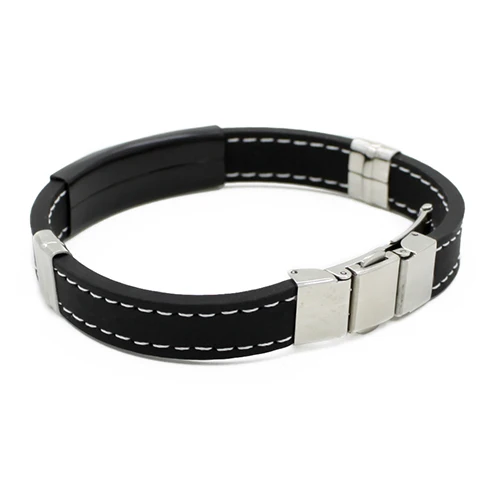 Модный Черный резиновый браслет из нержавеющей стали для мужчин и мальчиков |