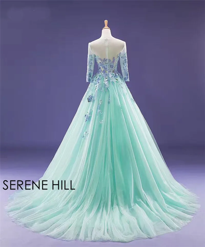 Robe De Mariage мятно-зеленое свадебное платье Тюль с длинным рукавом фотография поезд свадебные Gwons Serene Хилл HM66373
