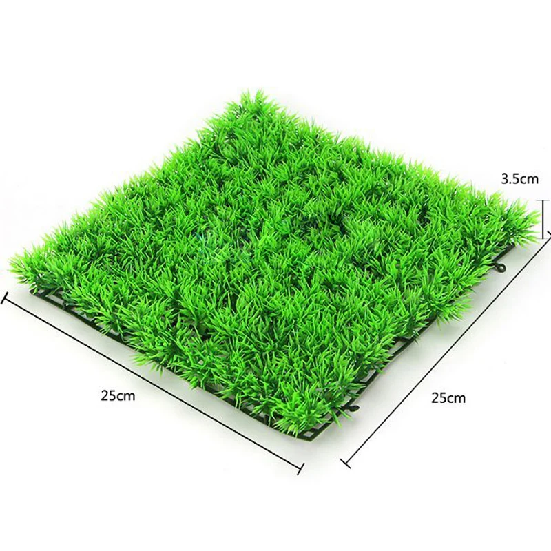 25*25 см квадратный искусственный Травяной Коврик для аквариума искусственная