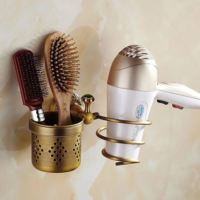 Bathroom Shelves Hair Dryer Holder Wall Mounted Antique Brass Nail Cliper Comb Storage Shelf Hardware SSL-S23 | Обустройство дома