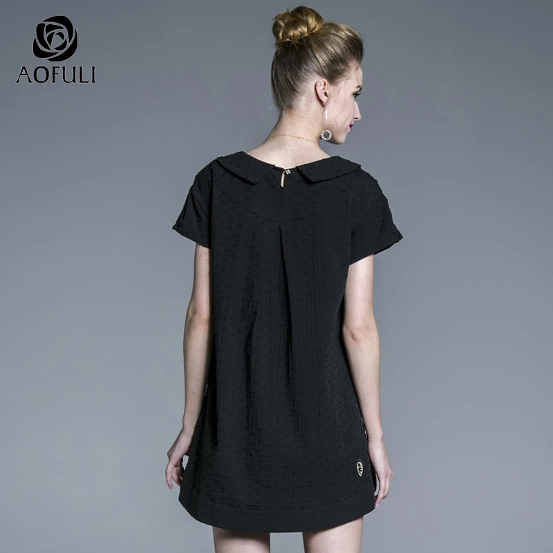 Женская Длинная блузка AOFULI хлопковая большого размера с гофрированным