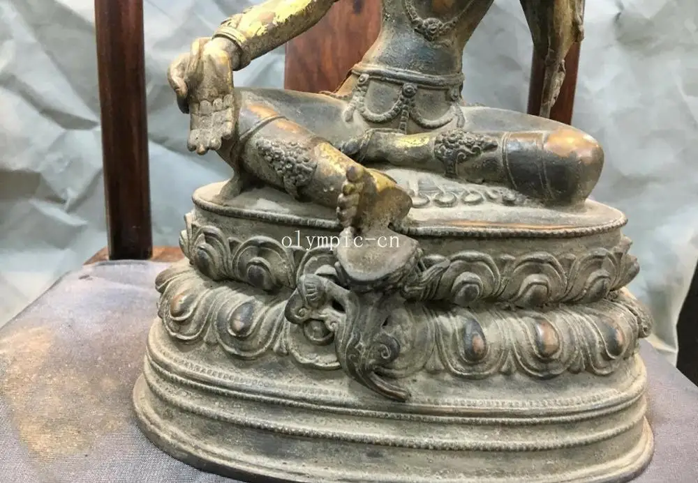 13''Pure red copper Lotus base seat tibetan buddhiam buddha Green Tara Guanyin | Дом и сад