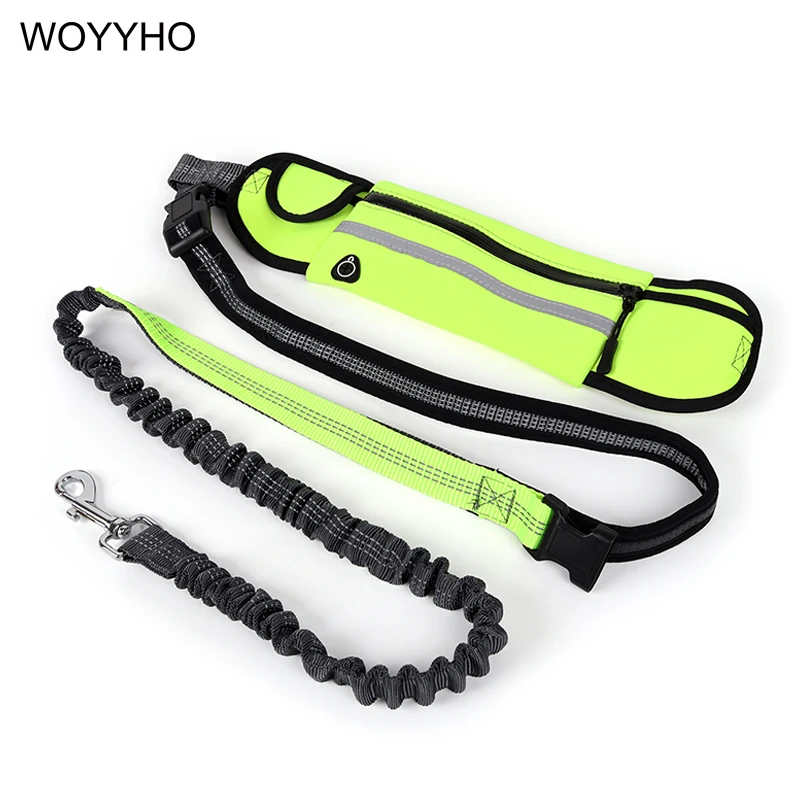 Многофункциональный эластичный поводок для бега собаки с сумкой регулируемый