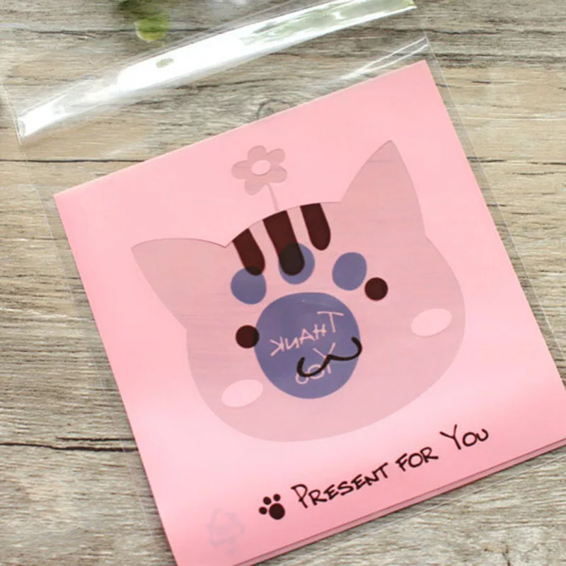 50 шт. 10x10 Smile Мультфильм Самоклеящиеся Пластиковые Упаковочные пакеты DIY конфеты