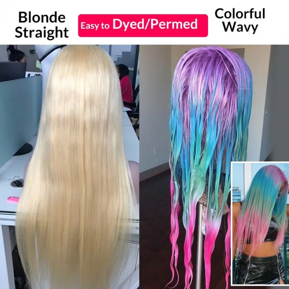 613 медовый блонд кружевной передний парик человеческих волос Remy прямой