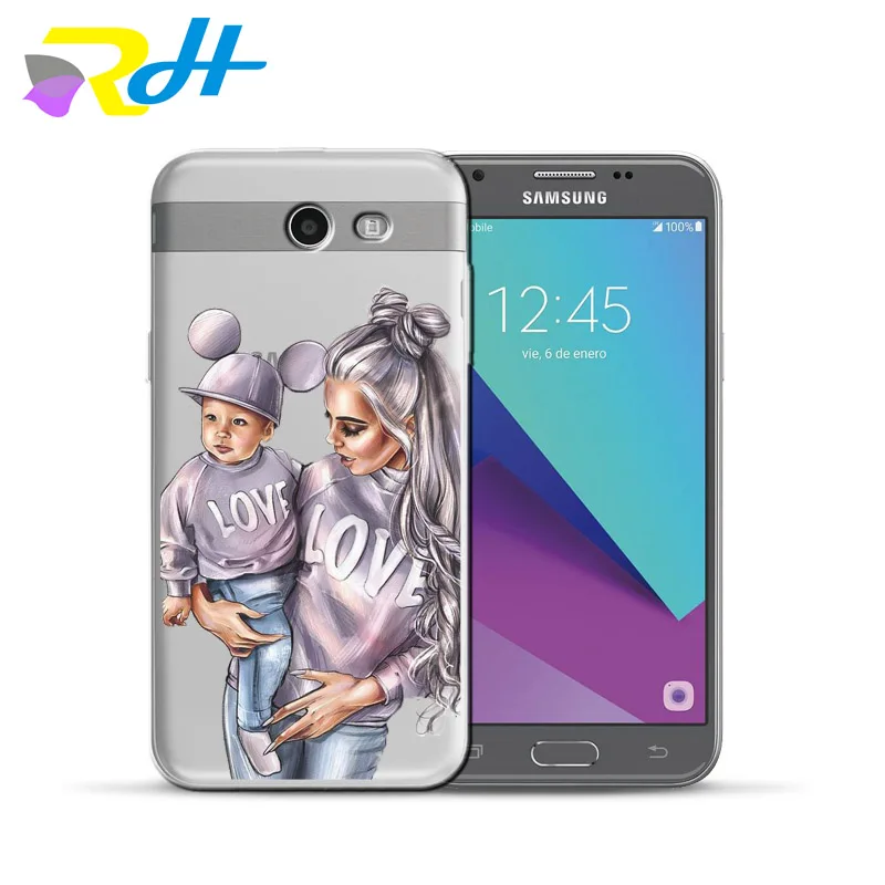 Мягкий ТПУ чехол для Samsung Galaxy J4 J6 J8 2018 коричневый маленьких мам и девочек J3 J5 J7 2017