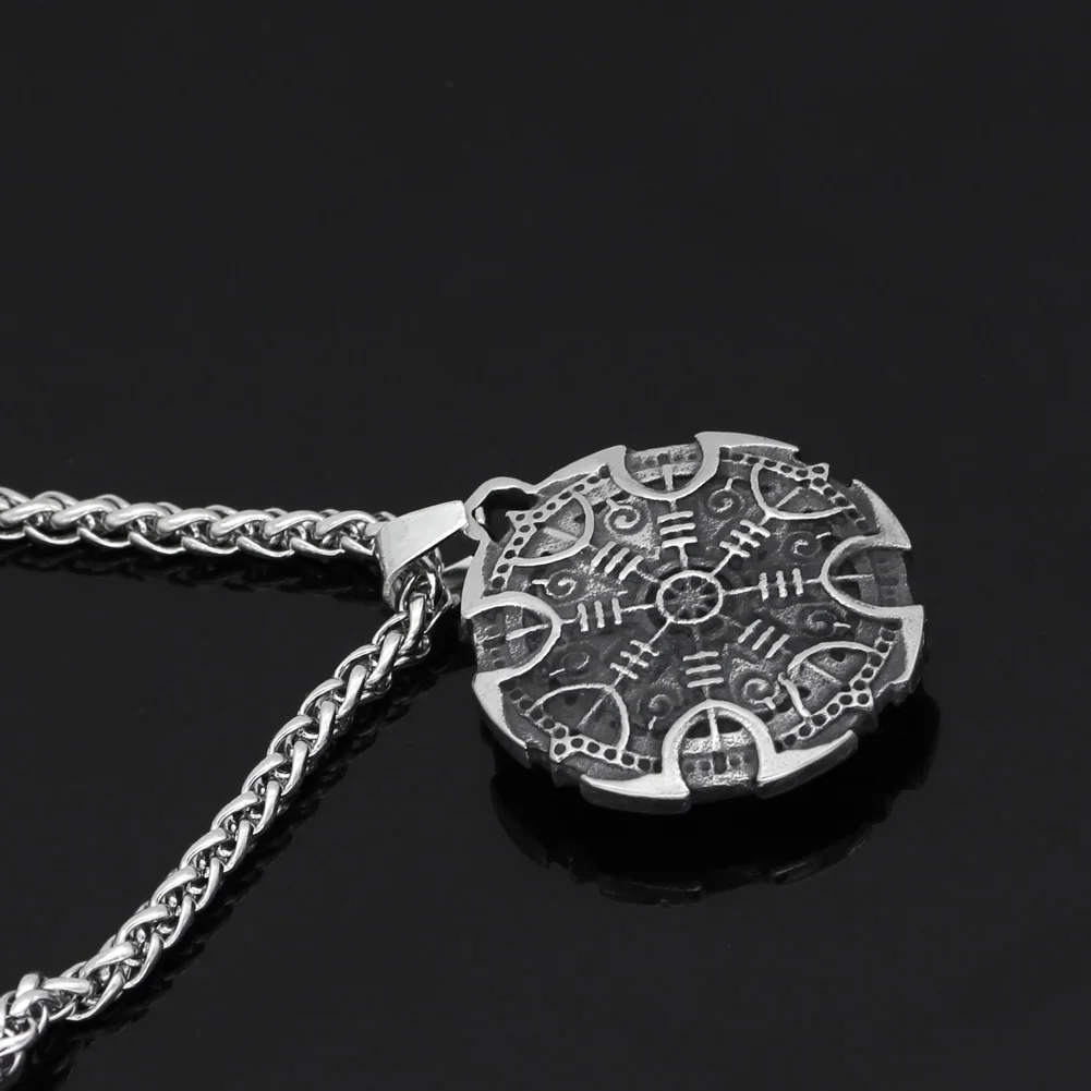 Скандинавский Викинг из нержавеющей стали амулет Vegvisir ожерелье подвеска с компасом с подарочным пакетом