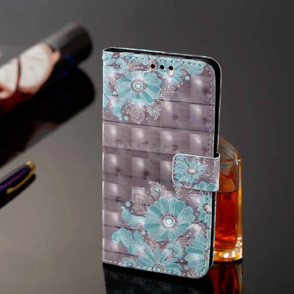 С рисунками для LG Stylo 4 флип Силиконовые чехлы с подставкой Чехлы из искусственной кожи для sony L2 XA1 XA2 ультра XZ1 XZ2 Премиум компактный чехол B21 - Цвет: BlueFlower