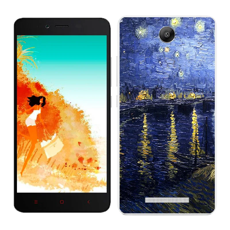 Чехлы для Xiaomi Redmi Note 2, Мягкая силиконовая задняя крышка для телефона Redmi Note2, черный чехол с рисунком Пейзажа для Hongmi Note2