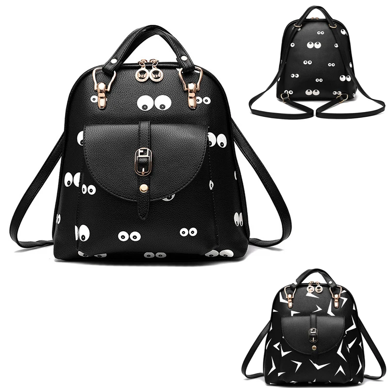 Модный черный рюкзак унисекс из искусственной кожи Маленькая женская кожаная