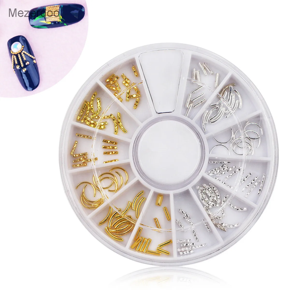 3D золотые серебряные заклепки Геометрический стиль металлический дизайн ногтей