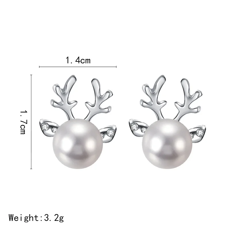 2019 новый имитация жемчуга со стразами рога Мода корейский стиль серьги гвоздики