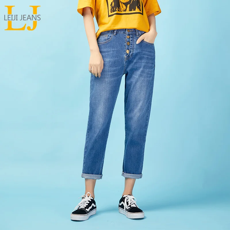 Женские джинсы LEIJIJEANS весенние свободные большого размера с высокой талией