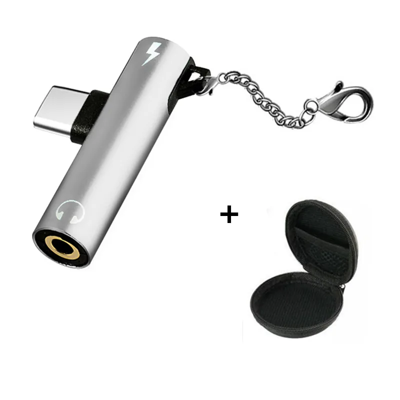 silver with bag Type C до 3,5 мм аудио адаптер для наушников type-C Aux Jack кабель для зарядки USB C USB-C адаптер для Xiaomi Mi 9 8 для huawei - Цвет: silver with bag