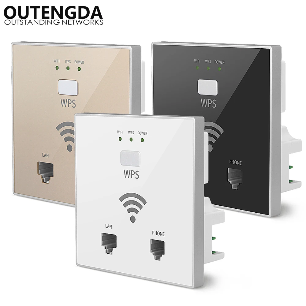 Розетка настенная с поддержкой Wi Fi 300 Мбит/с RJ45 RJ11|in wall wifi|in wallwifi ap |