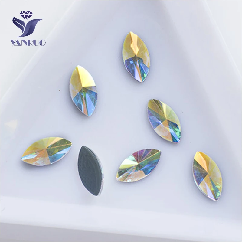Yanruo 2104HF AB Navette 4*8 5*10 3*11 мм стеклянные камни Strass Горячая фиксация кристалла с