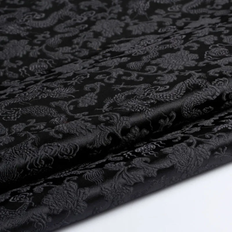 Quality Black Dragon Brocade Fabric Jacquard Apparel Costume patchwork fabric Curtain Upholstery Furnishing Materil Home Decor 5