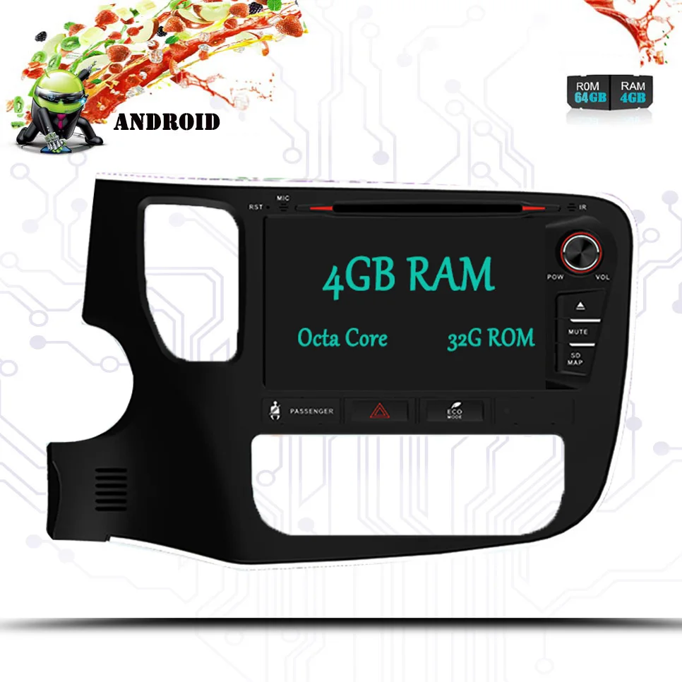 2Din 8 &quot1024x600 Octa ore 4 ГБ/64 ГБ Android 9 0 PC Автомобильный DVD GPS для Mitsubishi Outlander с стерео радио