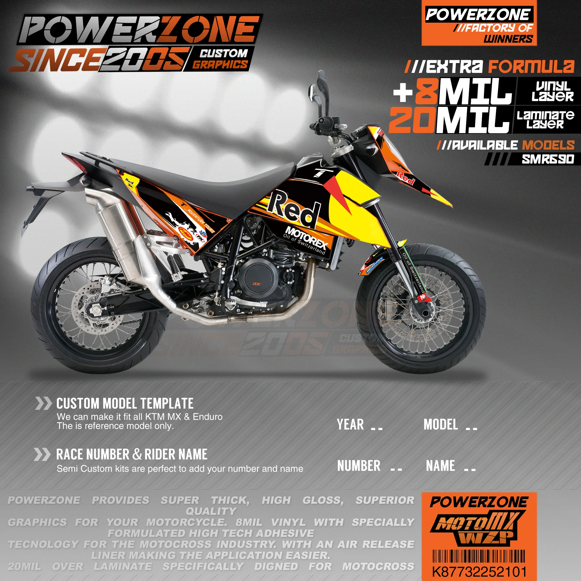Персонализированные графические фоны PowerZone Team наклейки 3M Набор наклеек для KTM SM
