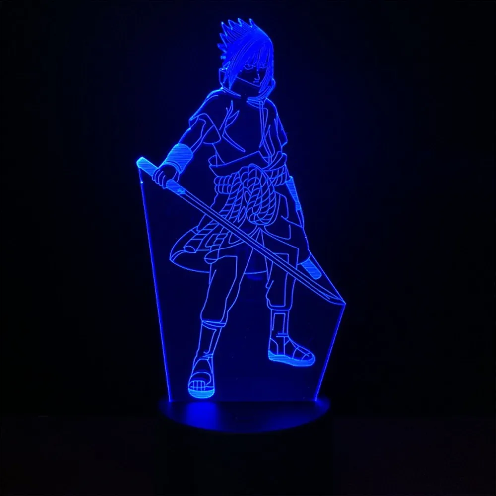 Uchiha Sasuke настольная лампа Lampara Naruto аниме фигурка детская спальня светодиодное